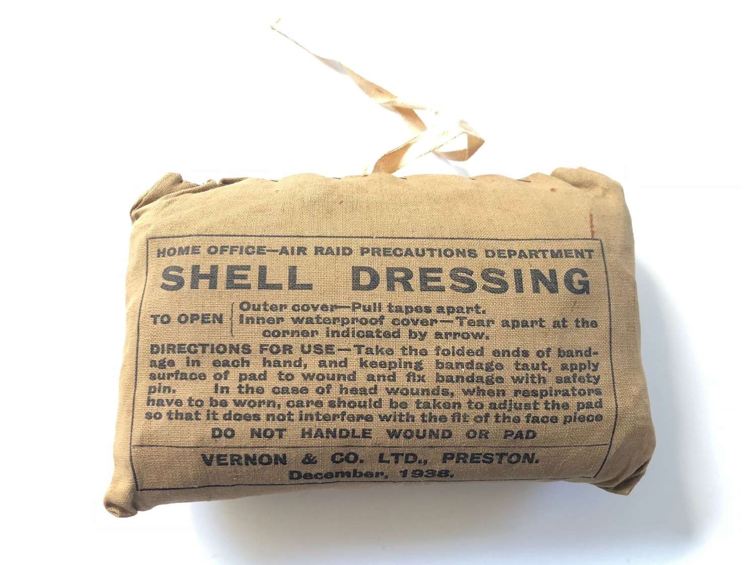 WW2 1938 Home Front ARP Shell Dressing.