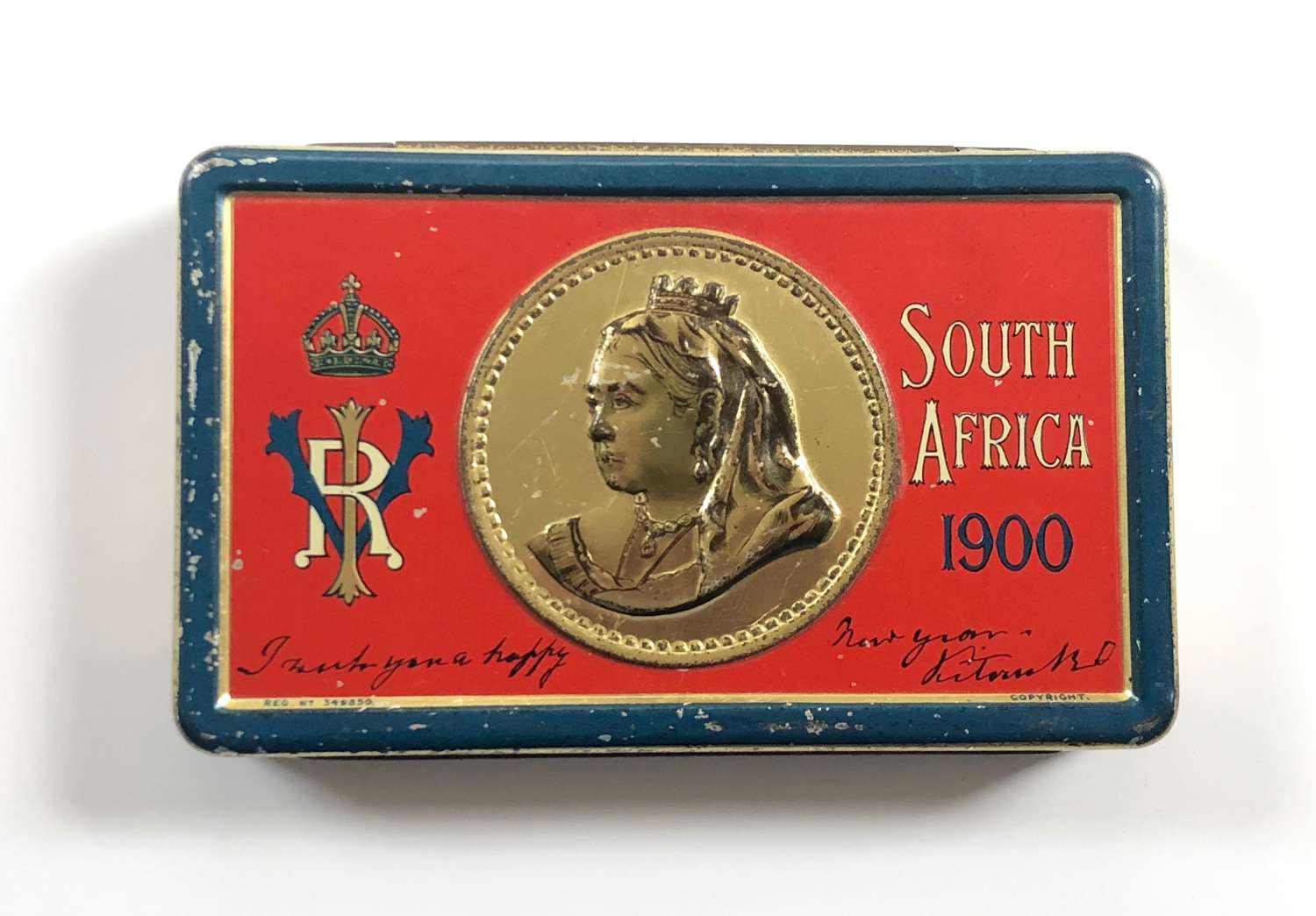 Boer War Christmas chocolate tin and contents by Rowntrees