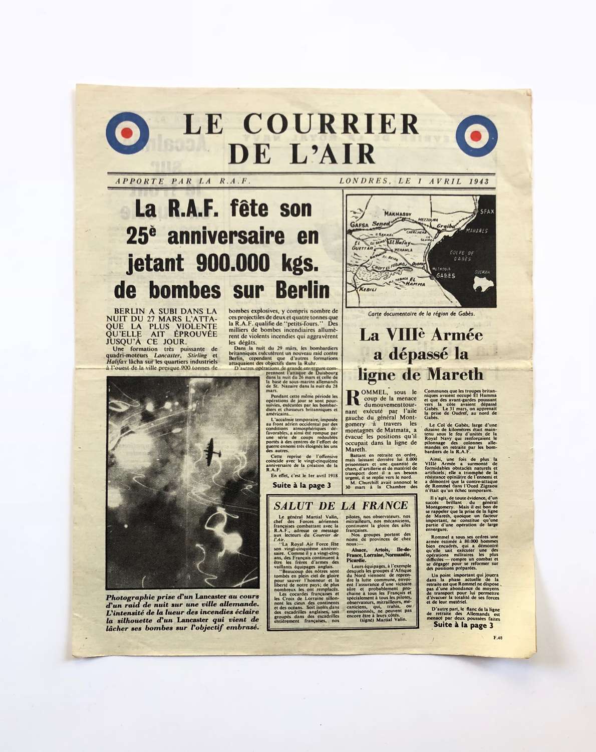 WW2 RAF Aerial Propaganda Leaflet 1st April 1943.