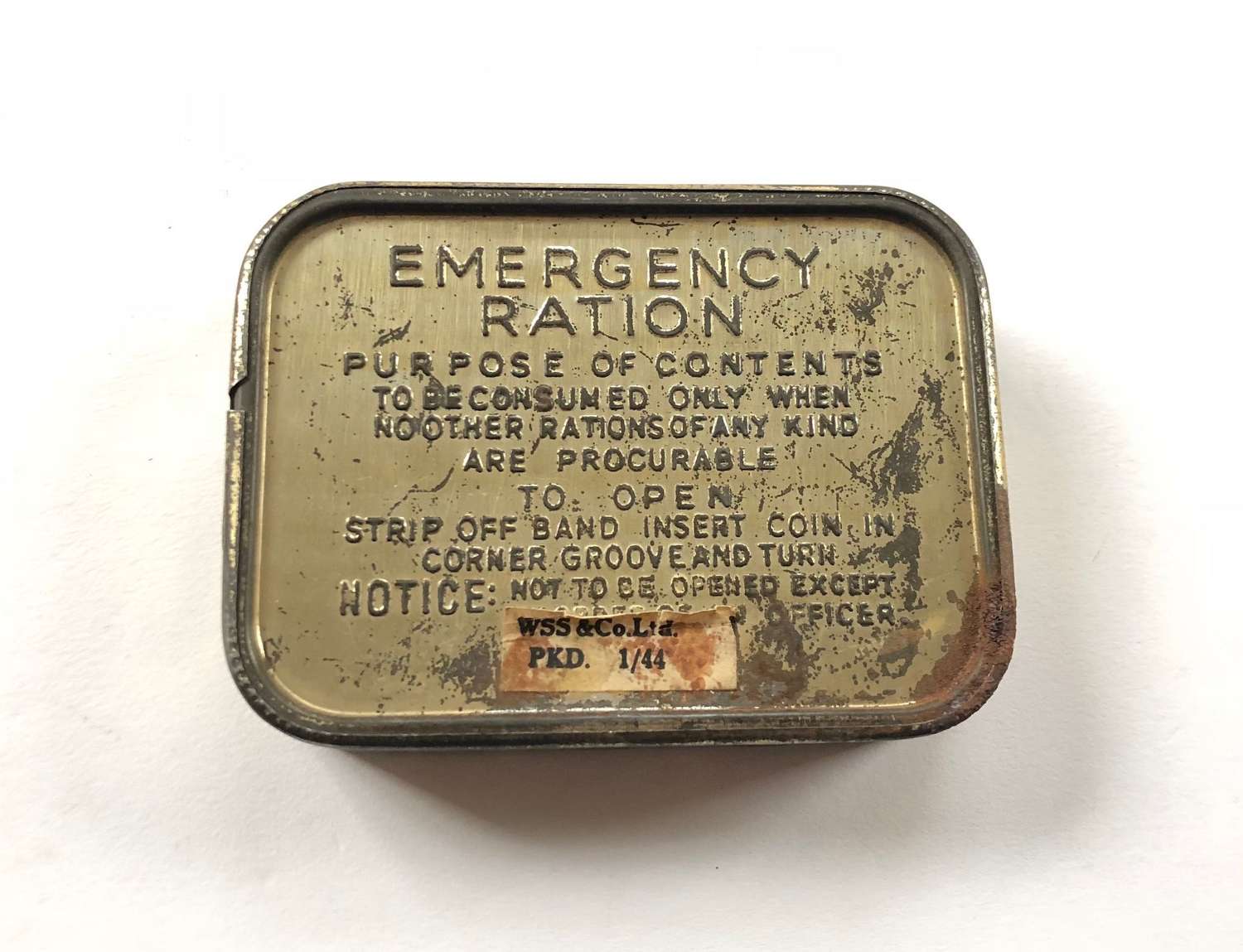 WW2 January 1944 British Army Emergency Ration Tin Complete