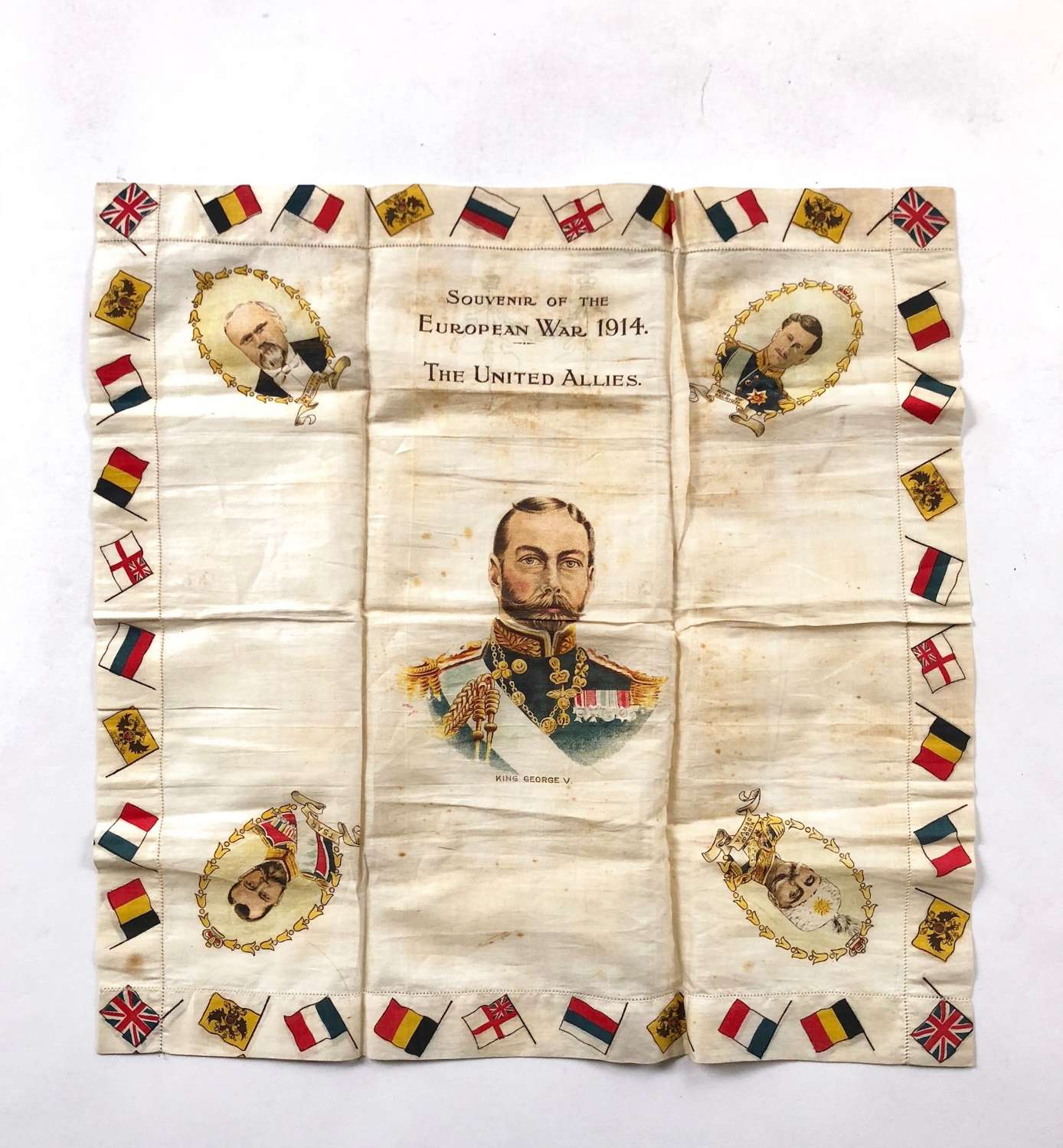 WW1 1914 Patriotic Printed Cotton Handkerchief.