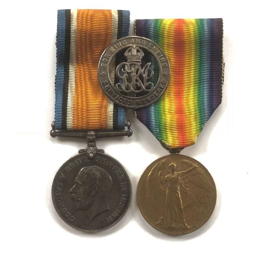 WW1 14th, 1st Portsmouth Bn Hampshire Regiment Medals & War Badge.