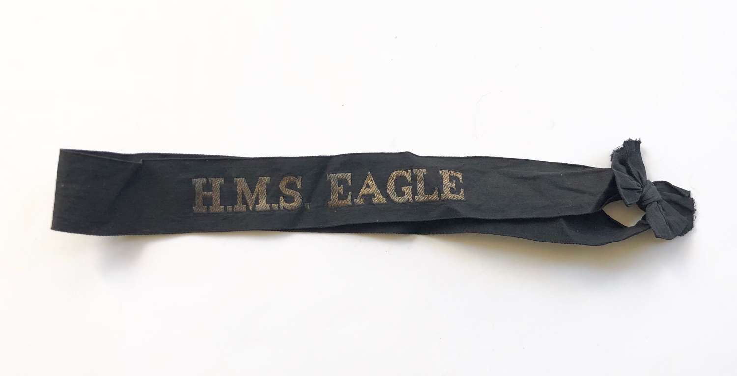 Royal Navy H.M.S Eagle Ratings Cap Tally Badge .