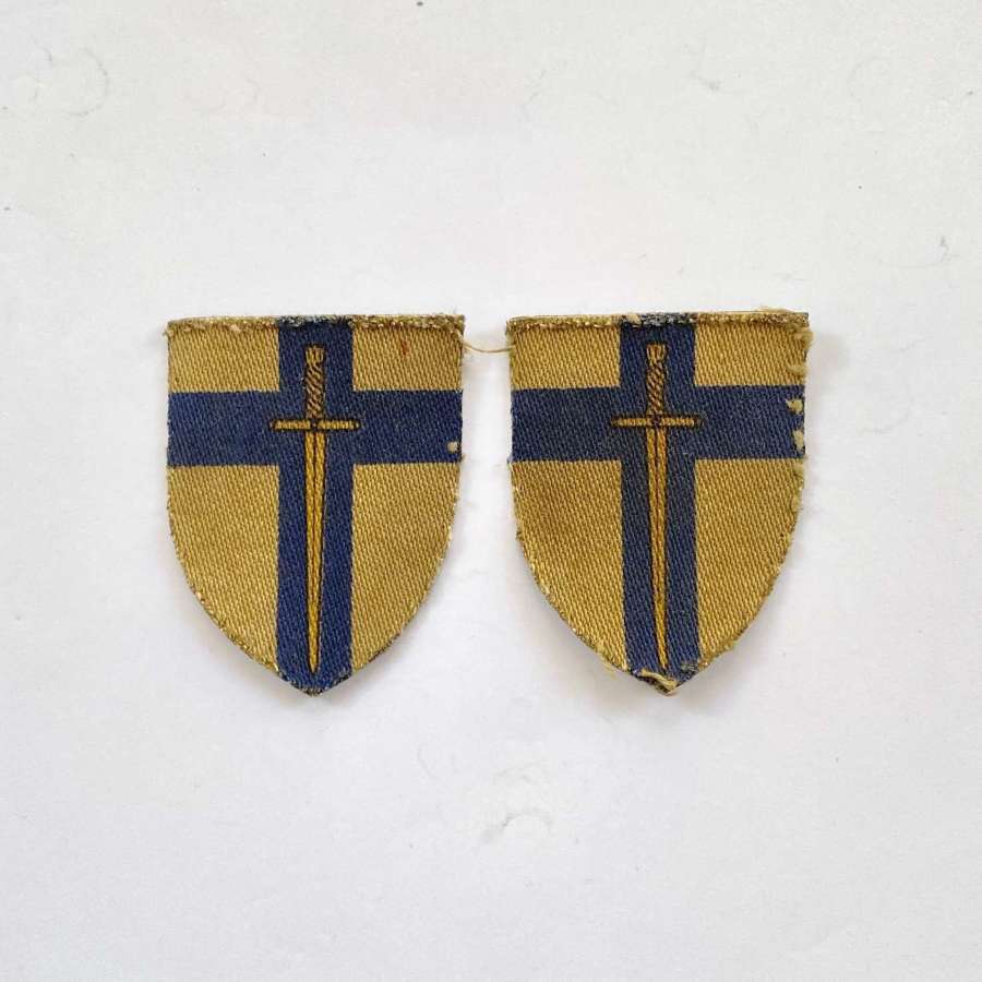 WW2 British 2nd Army Printed Cloth Formation Badges.