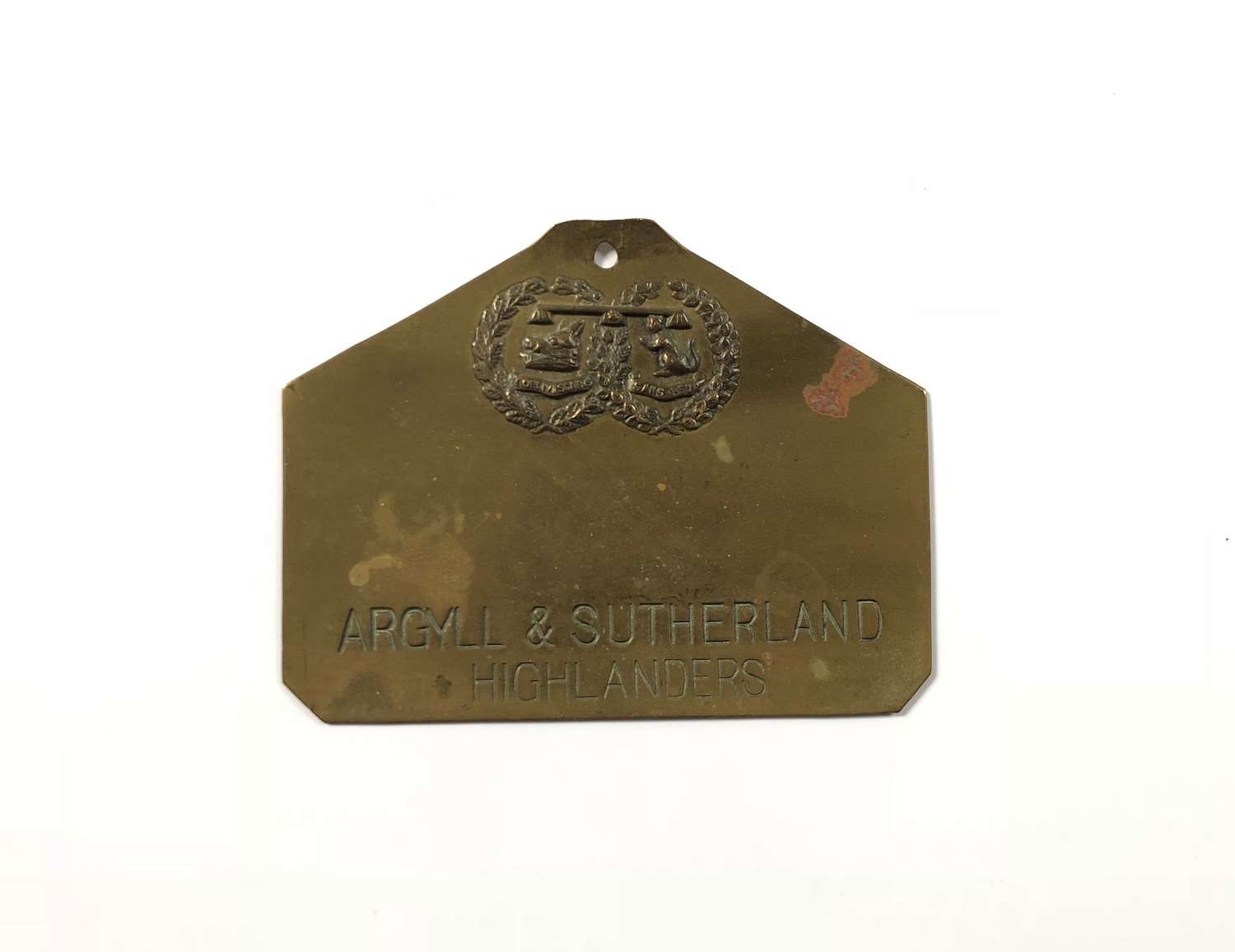 Argyll & Sutherland Highlanders Brass Duty Bed Plate.