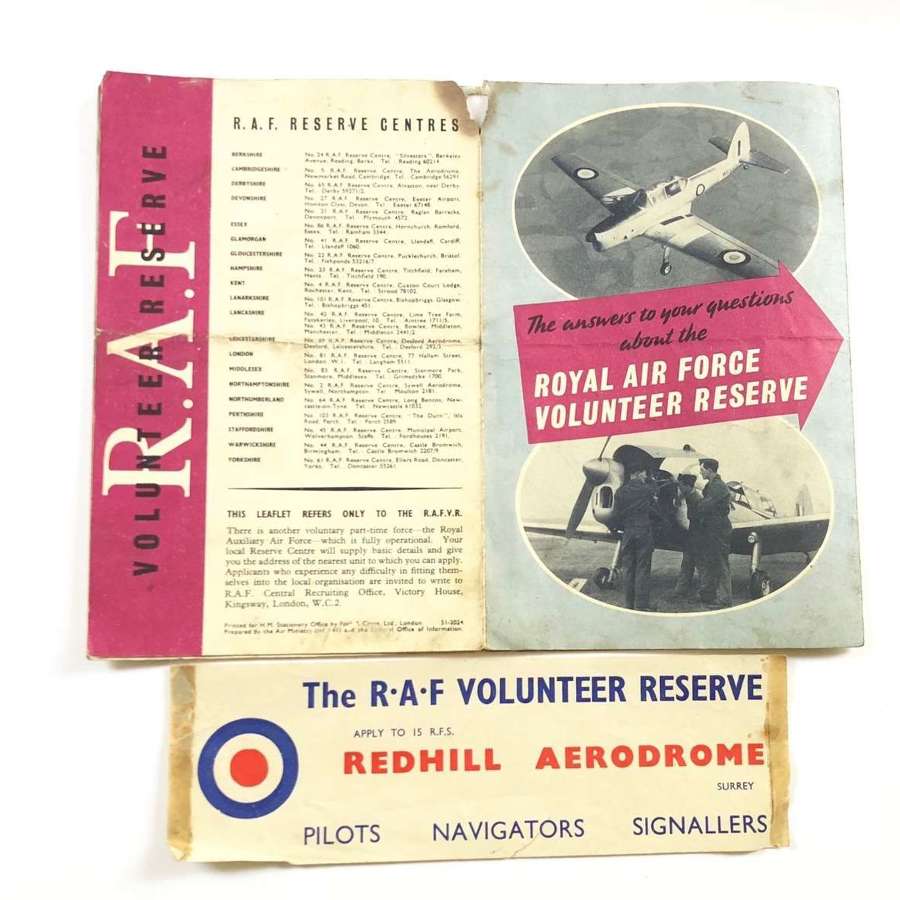 RAF Volunteer Reserve Recruiting Booklet & Sticker.