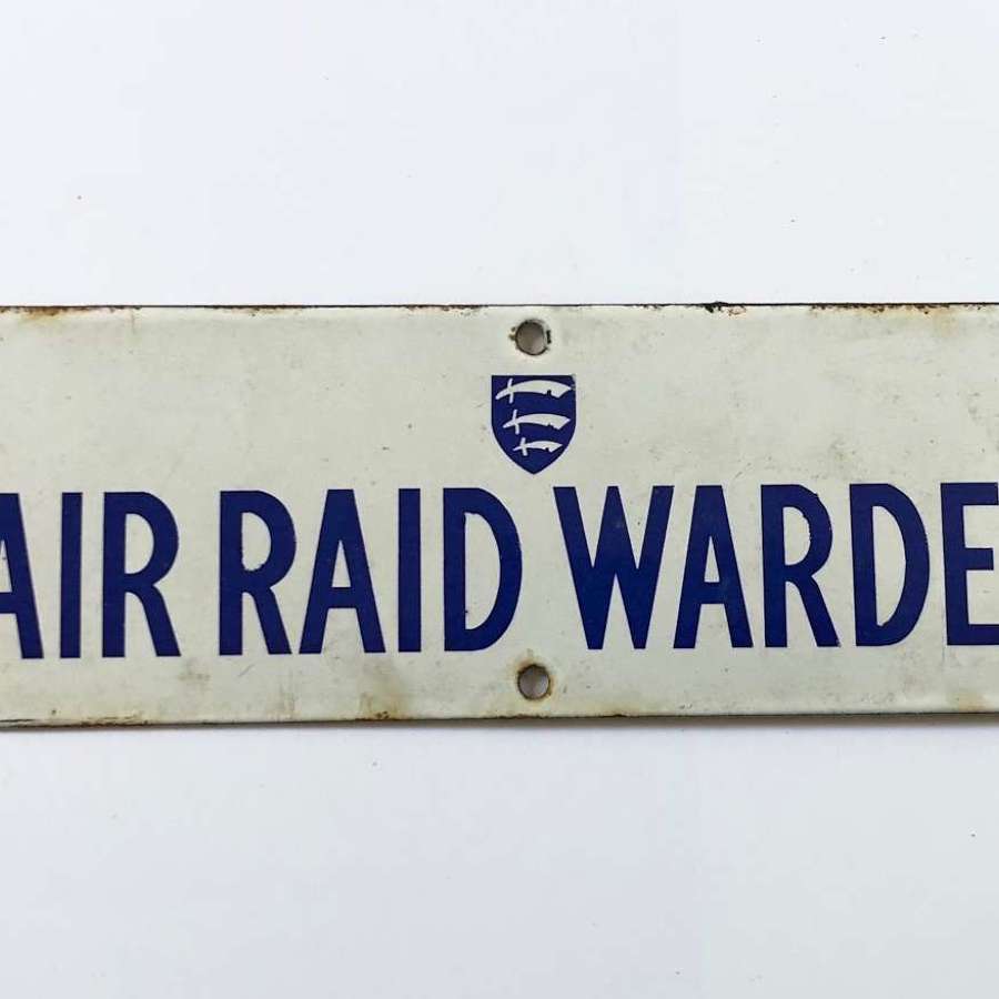 WW2 Essex Air Raid Warded Home Front Enamel Wall Plaque.