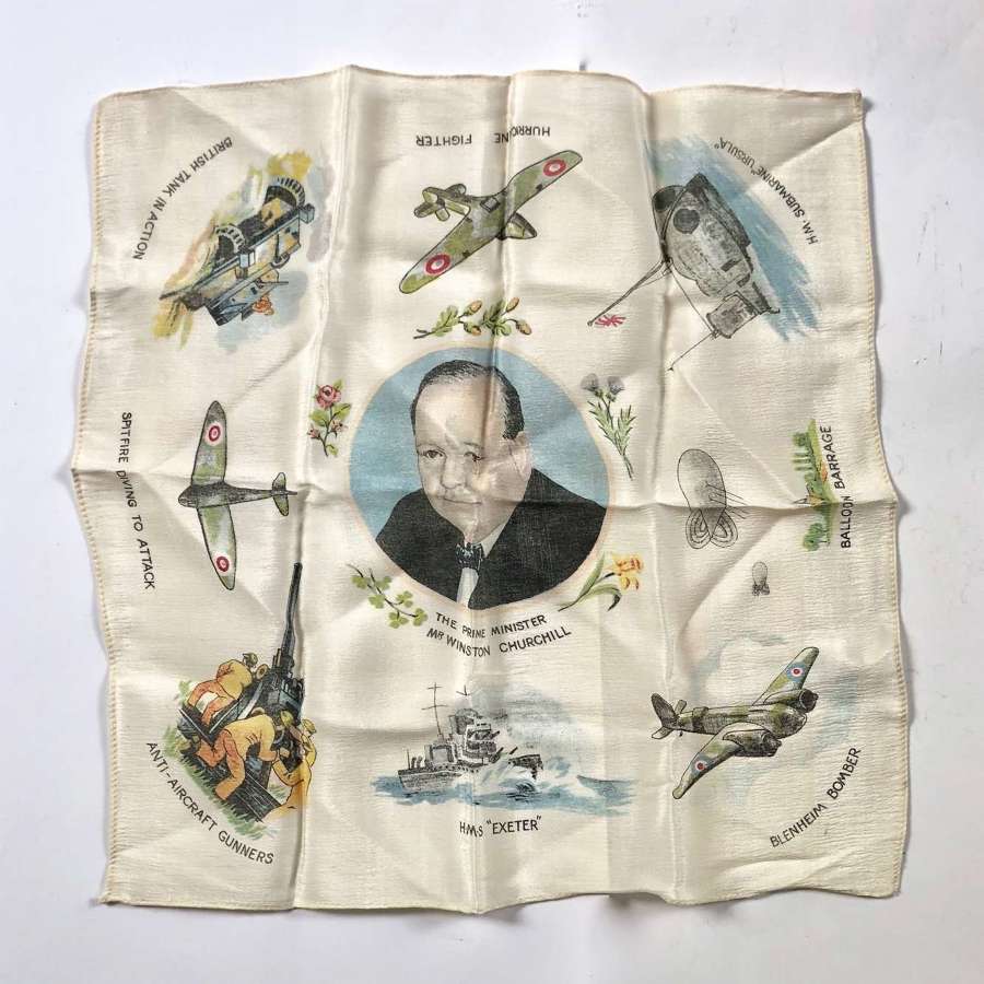 WW2 Early War Winston Churchill Printed Handkerchief.