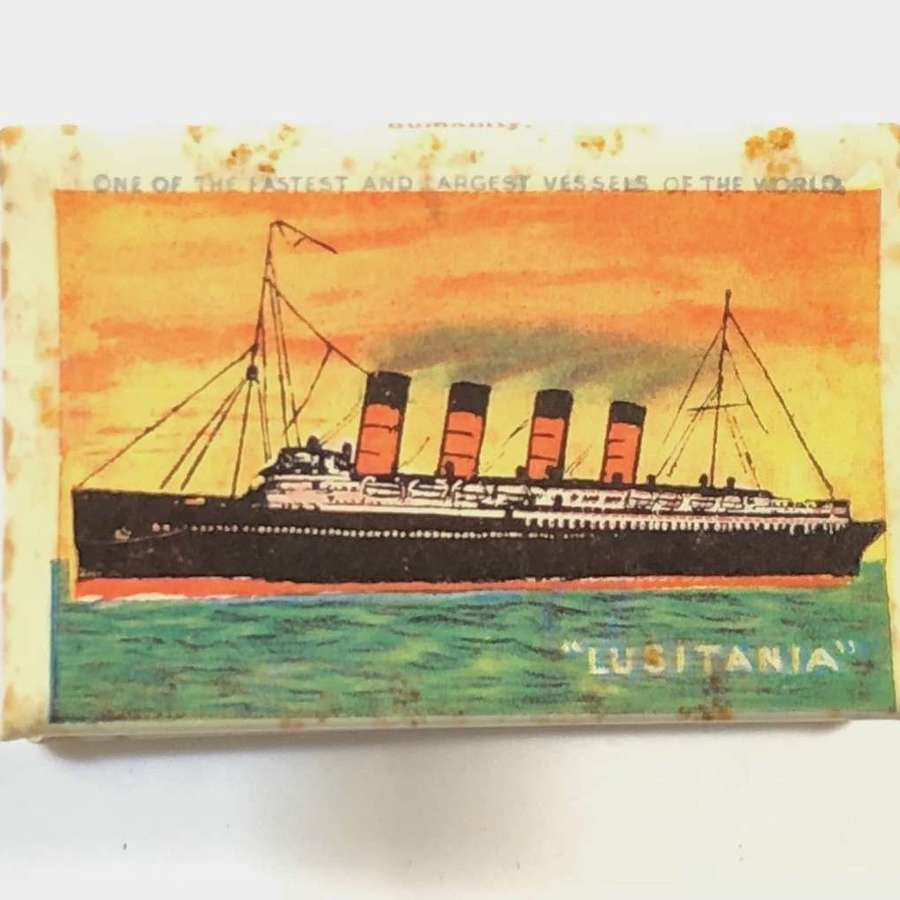 WW1 Cunard R.M.S. Lusitania Original Celluloid Matchbox Cover