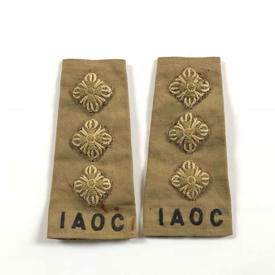 WW2 Indian Army Ordnance Corps Officer Slip on Badges.