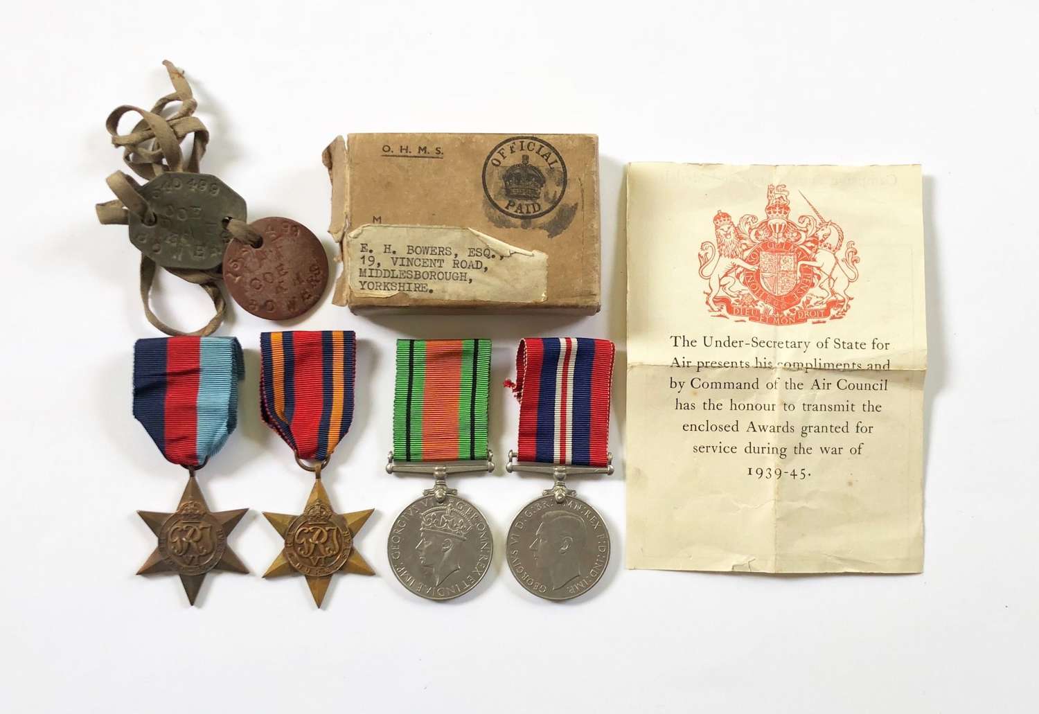 WW2 RAF Burma Campaign Medal Group & Dog Tags.