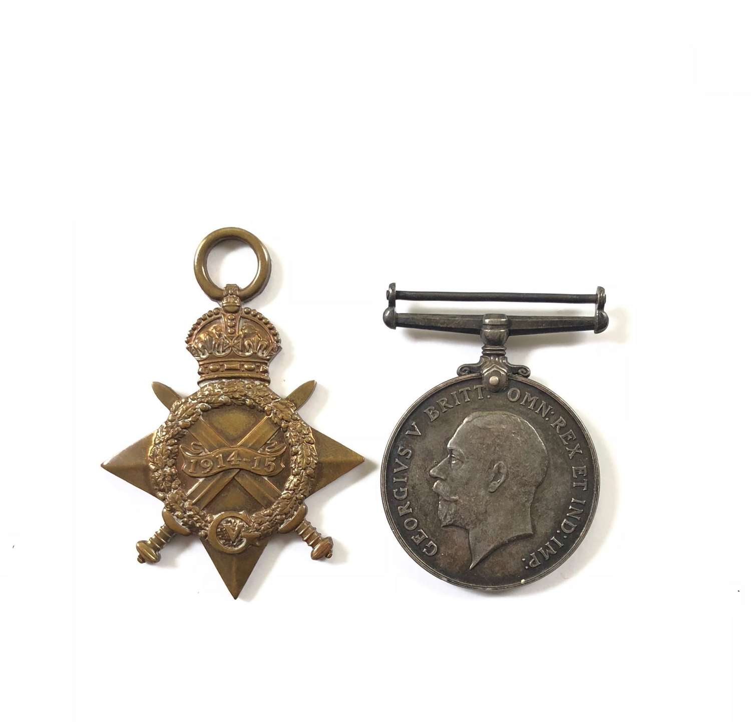 WW1 1915 1st Bn Suffolk Regiment Casualty Medals.
