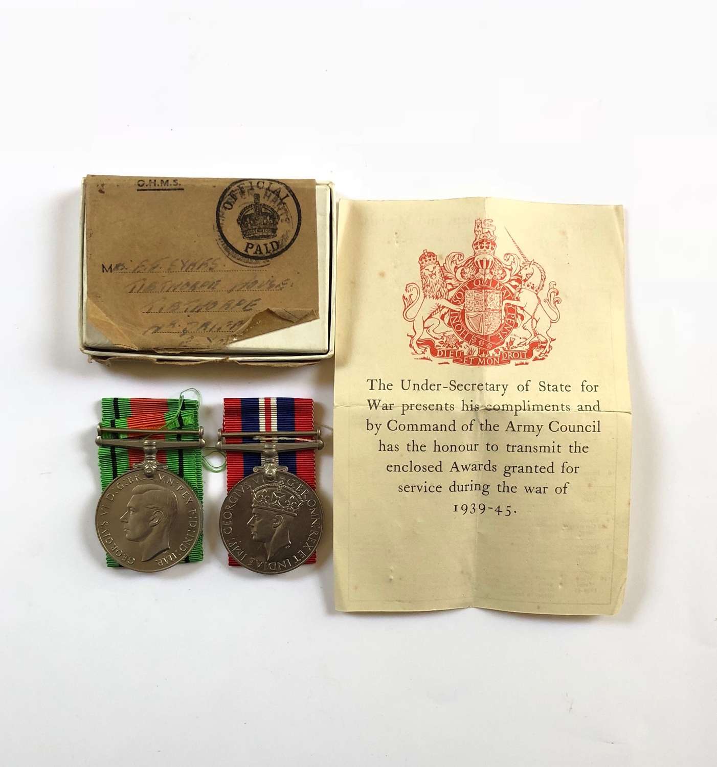 WW2 Medical Services & ATS Pair of Medals.