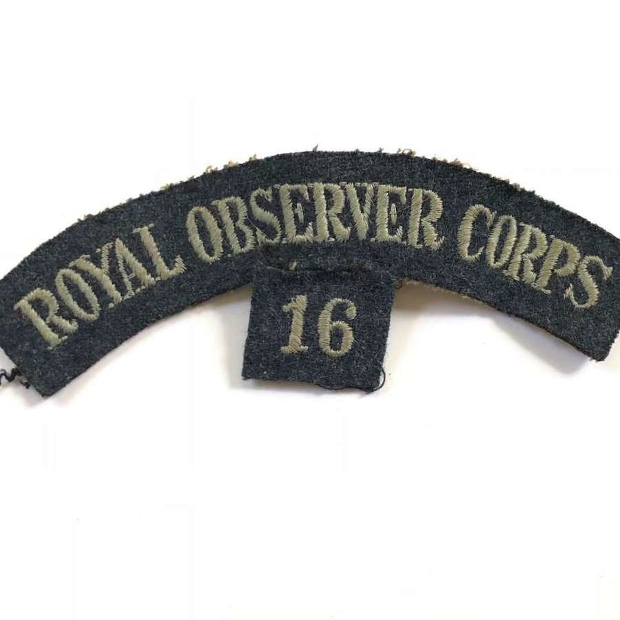 RAF Cold War Royal Observer Corps Area 16 (Shrewsbury) Shoulder Title