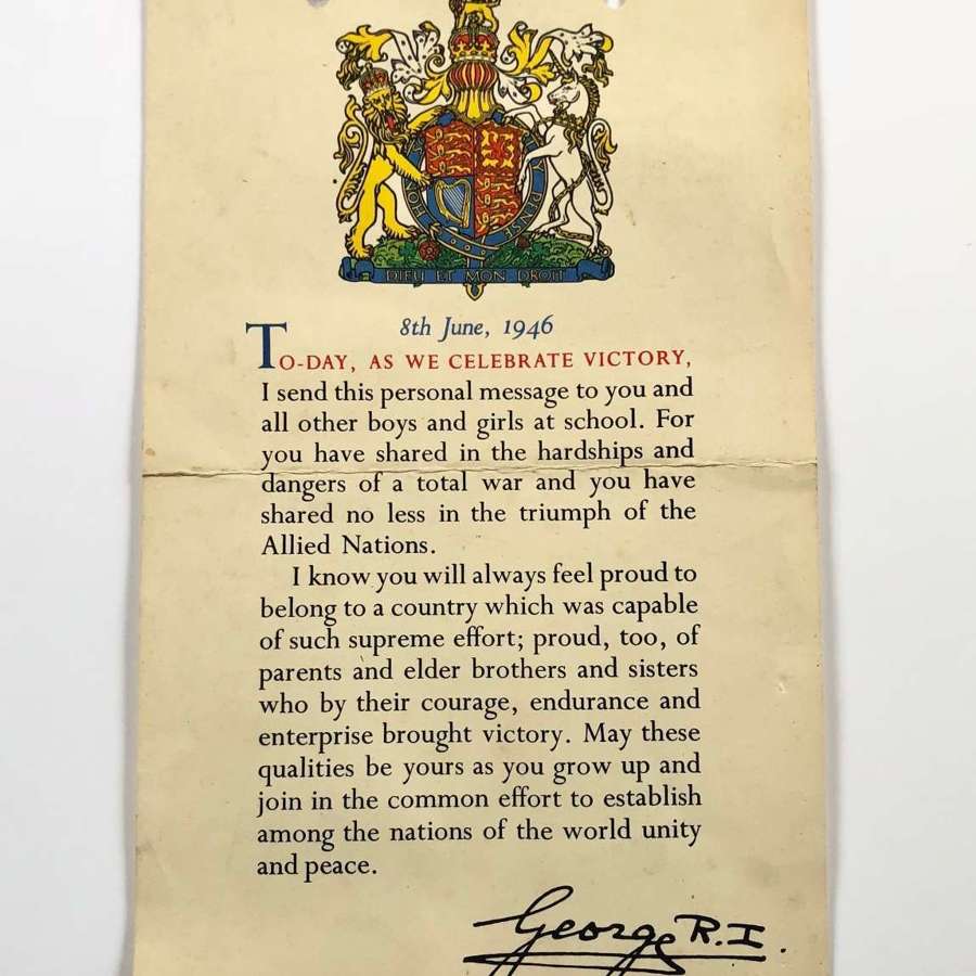 WW2 Home Front 8th June 1946 Victory Day Certificate.