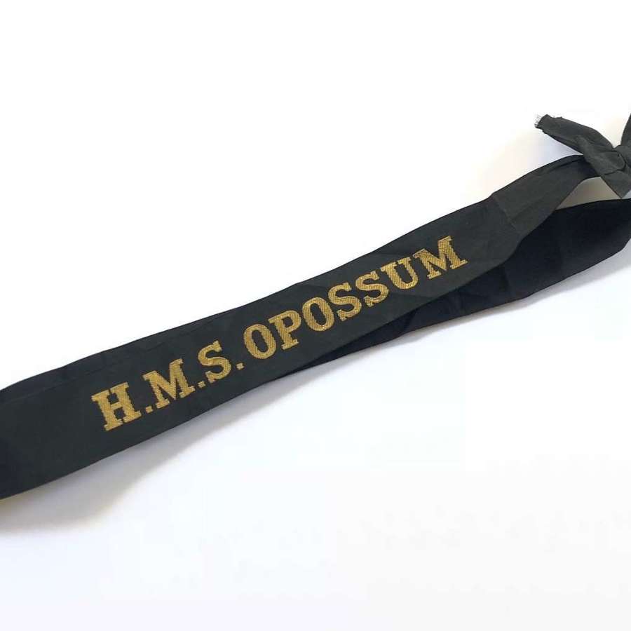 Royal Navy HMS Opossum Ratings Cap Tally Badge