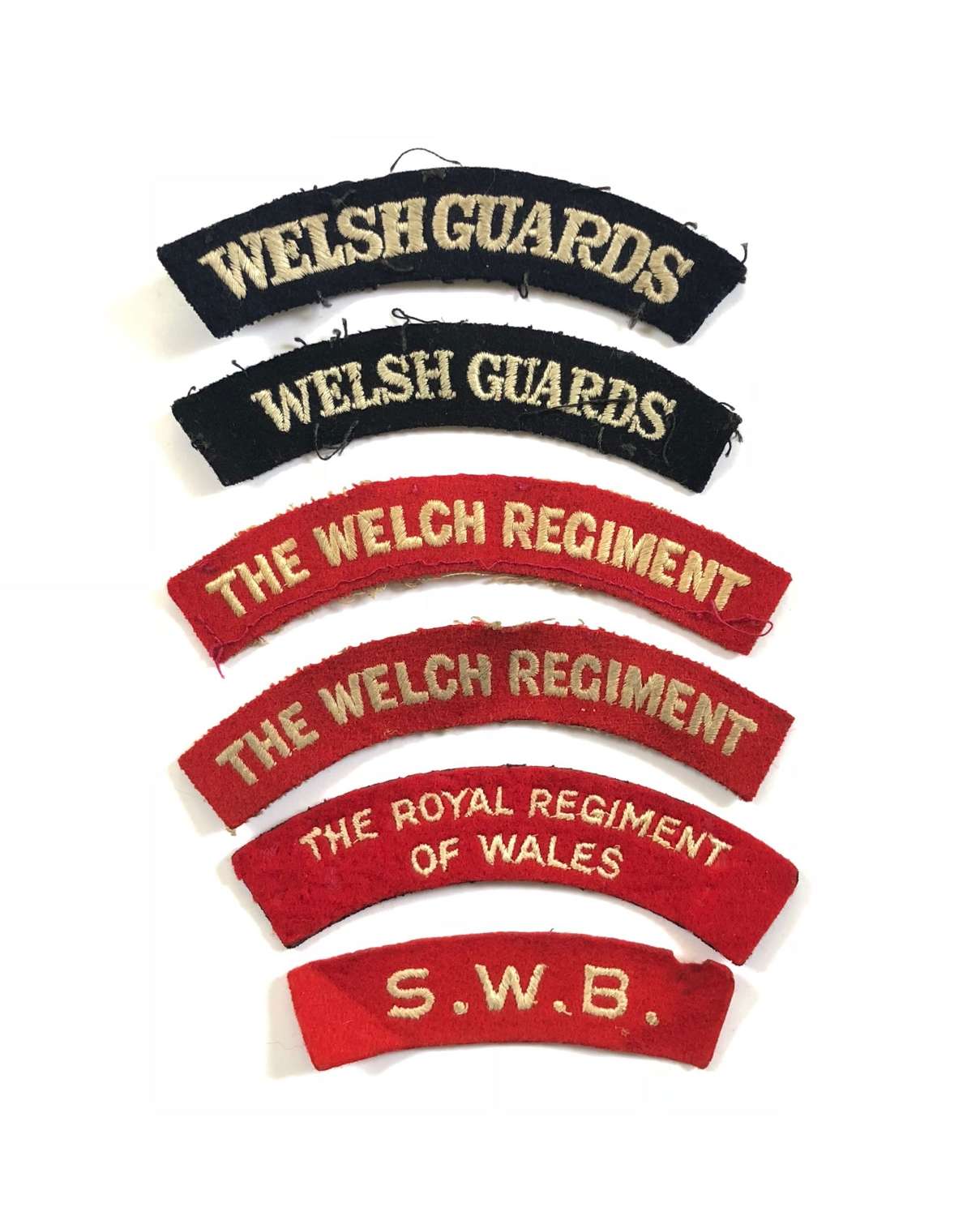 Selection of WW2/Early Post War Cloth Shoulder Titles Welsh Interest.