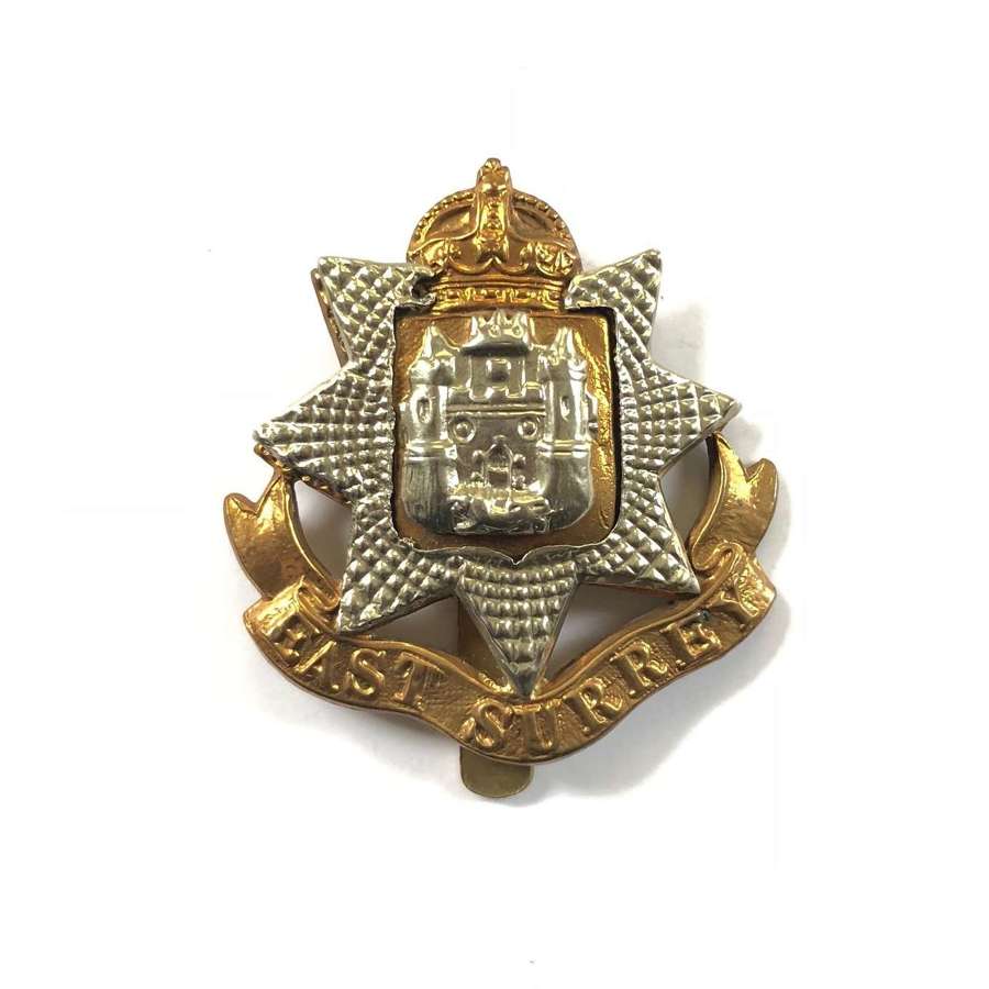 WW1/WW2 Pattern East Surrey Regiment Cap Badge.