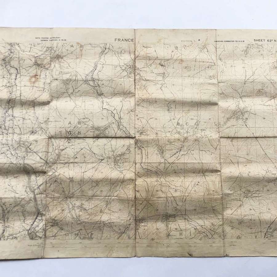 WW1 British August 1918 Trench Map 4th Northumberland Fusiliers