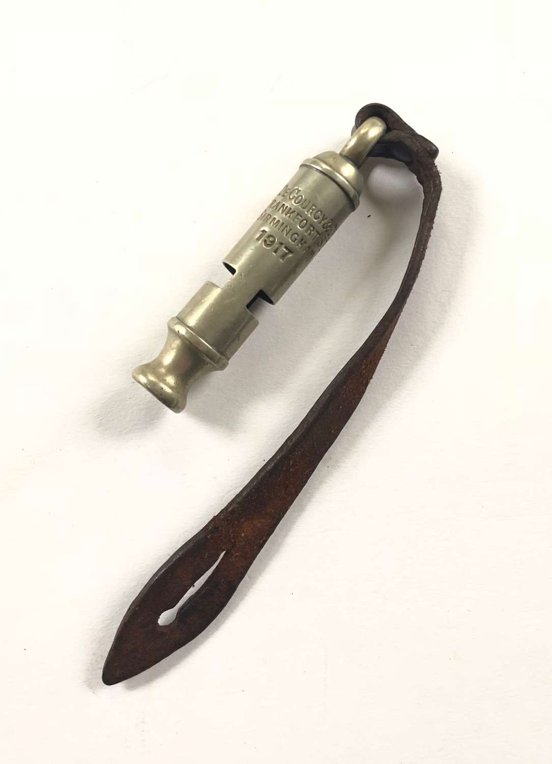 WW1 1917 British Officer's Trench Whistle & Strap.