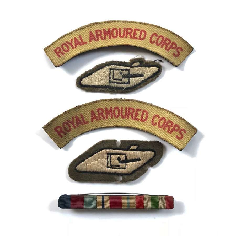 WW2 Royal Armoured Corps Uniform Badge Group.