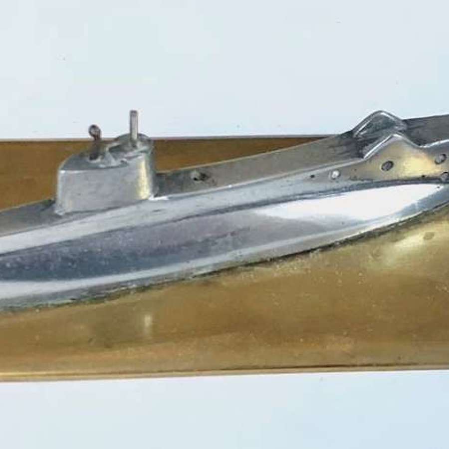 Submarine Trench Art Brass & Alloy Paperweight Ashtray.