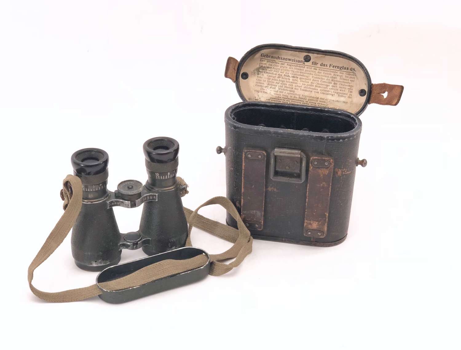 WW1 German Erzat Binocular Case & Binoculars