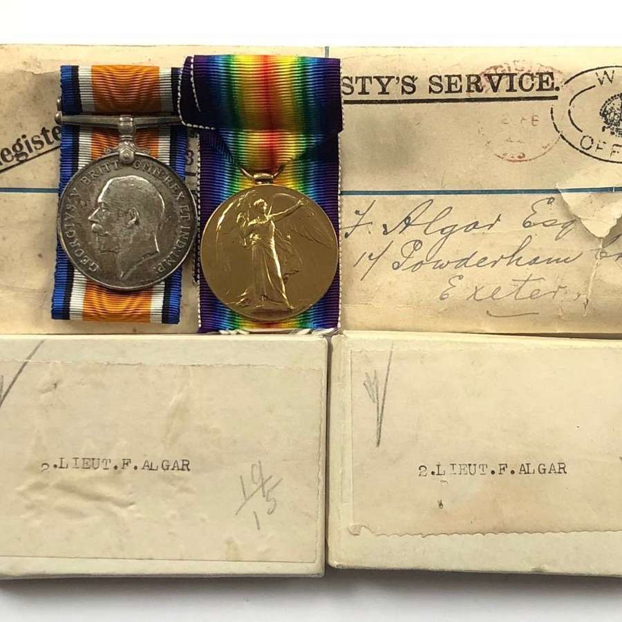 WW1 Machine Gun Corps Officer’s Pair of Medals Exeter.