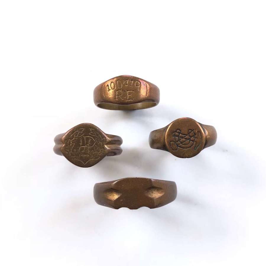 WW1 Royal Engineers Trench Art Copper Rings.