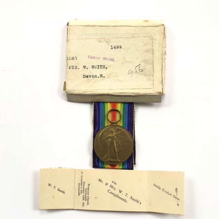 WW1 Devonshire Regiment Victory Medal & Box.