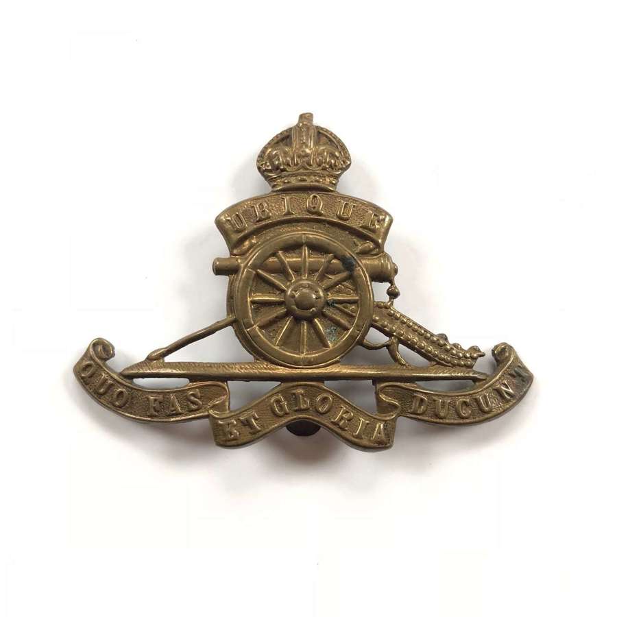 WW1 Royal Artillery Economy Brass Cap Badge.