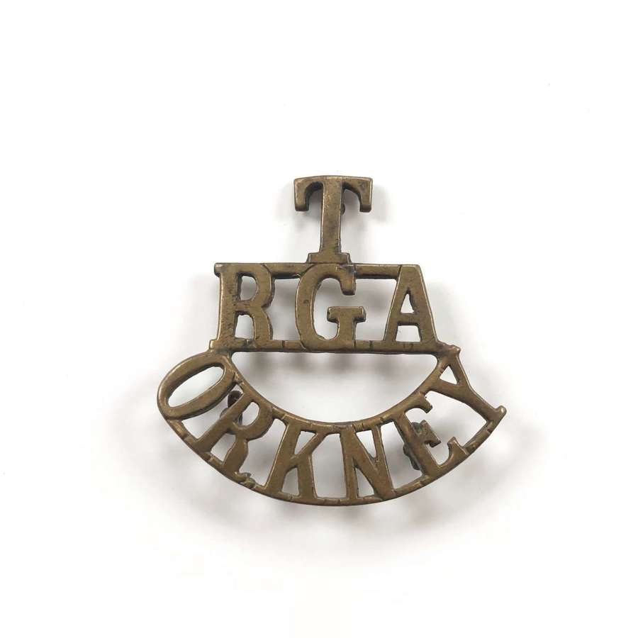 WW1 Royal Garrison Artillery Orkney Territorial Shoulder Title Badge.