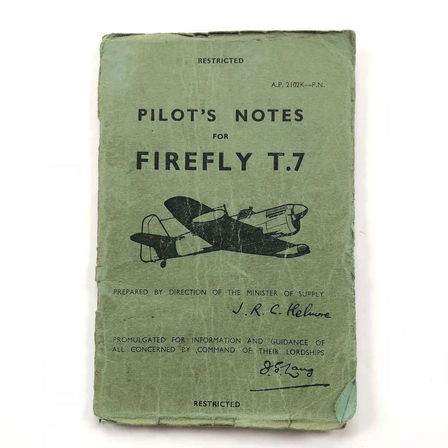 Royal Navy Fleet Air Arm Firefly T.7 Pilot Notes.