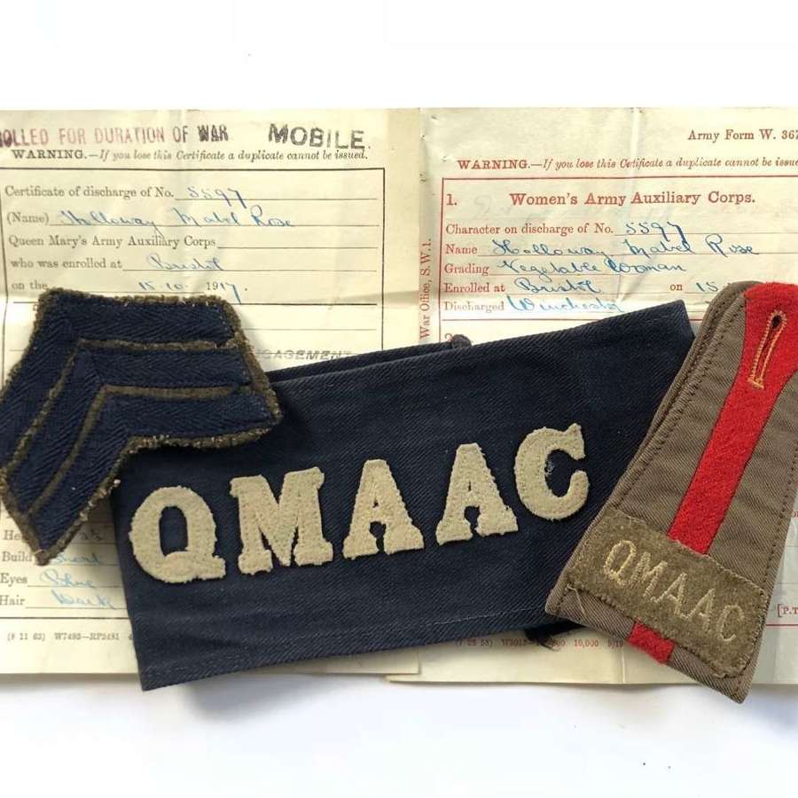 WW1 Queen Mary’s Army Auxiliary Corps Attributed QMAAC Badges.