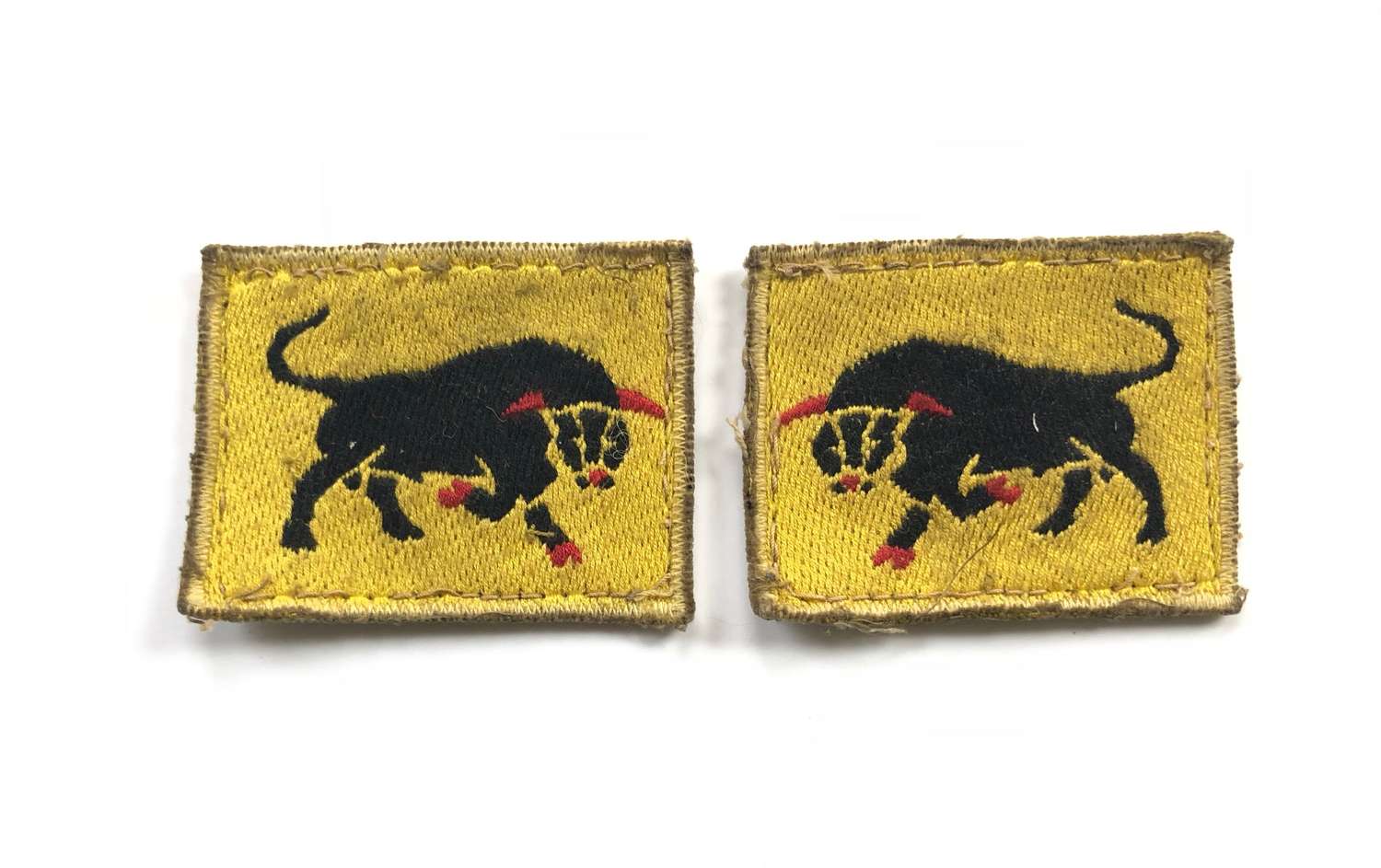 WW2 11th Armoured Division Original Pair of Cloth Badges.