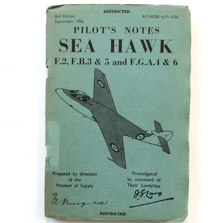 Fleet Air Arm RNAS Cold War Period Sea Hawk Jet Fighter Pilot Notes.