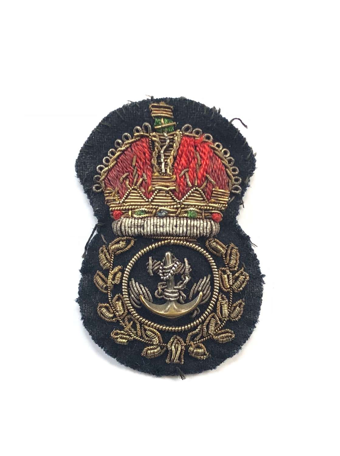 WW2 Period Royal Navy Chief Petty Officer Bullion Cap Badge.
