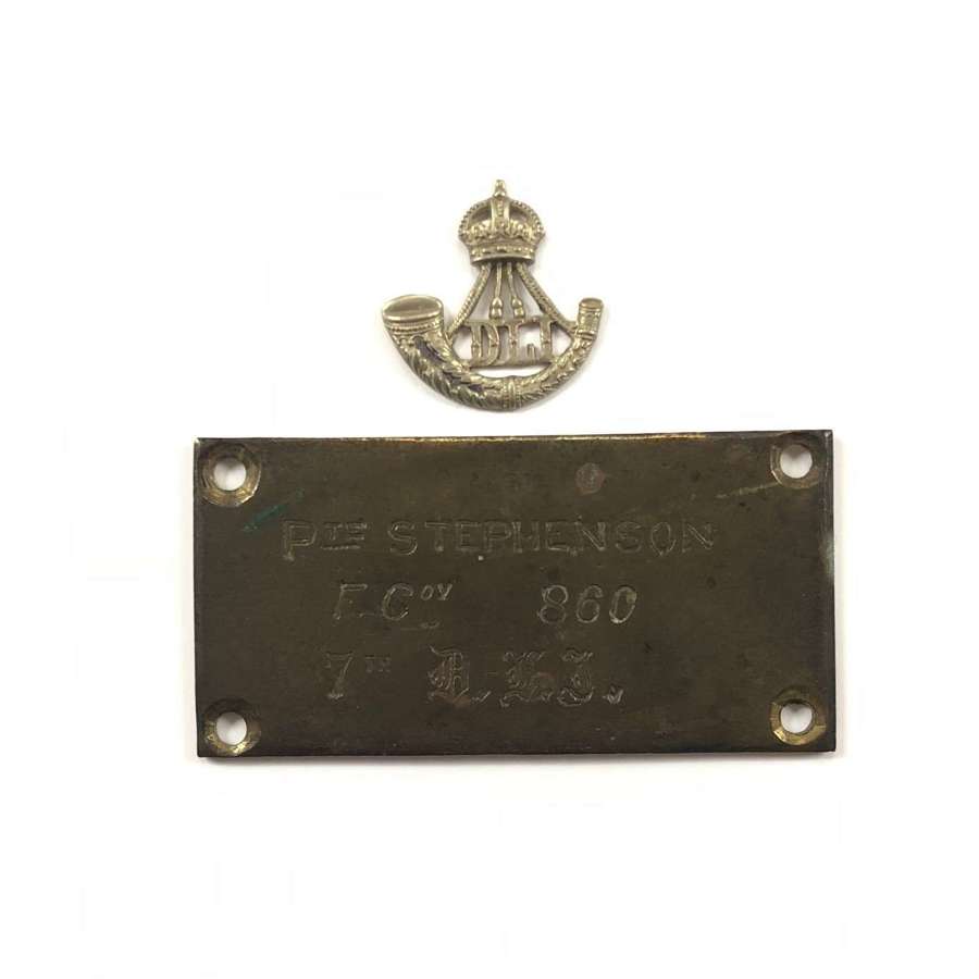 7th Bn Durham Light Infantry Brass Plaque.