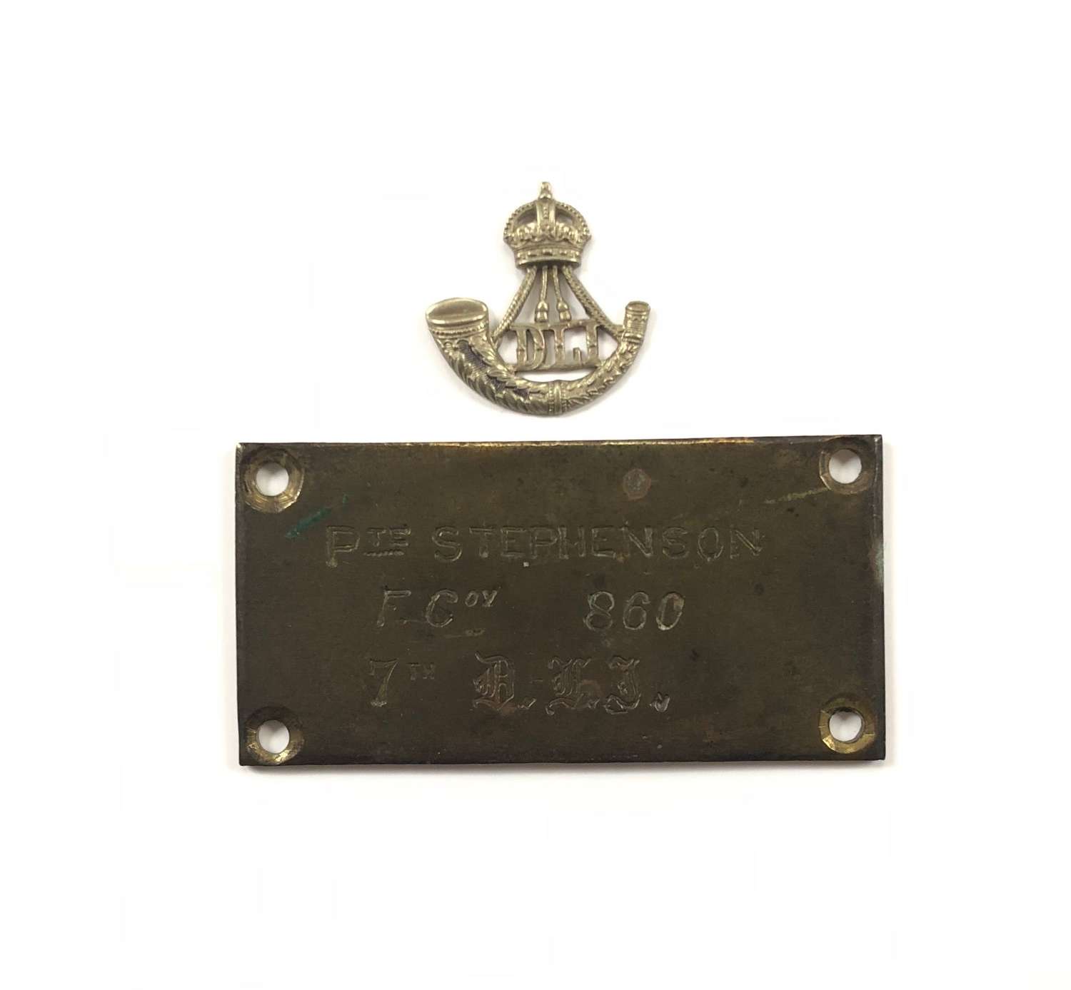 7th Bn Durham Light Infantry Brass Plaque.