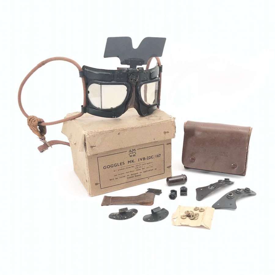 WW2 RAF MKIVB Flying Goggles, Flip Shield Original Box.