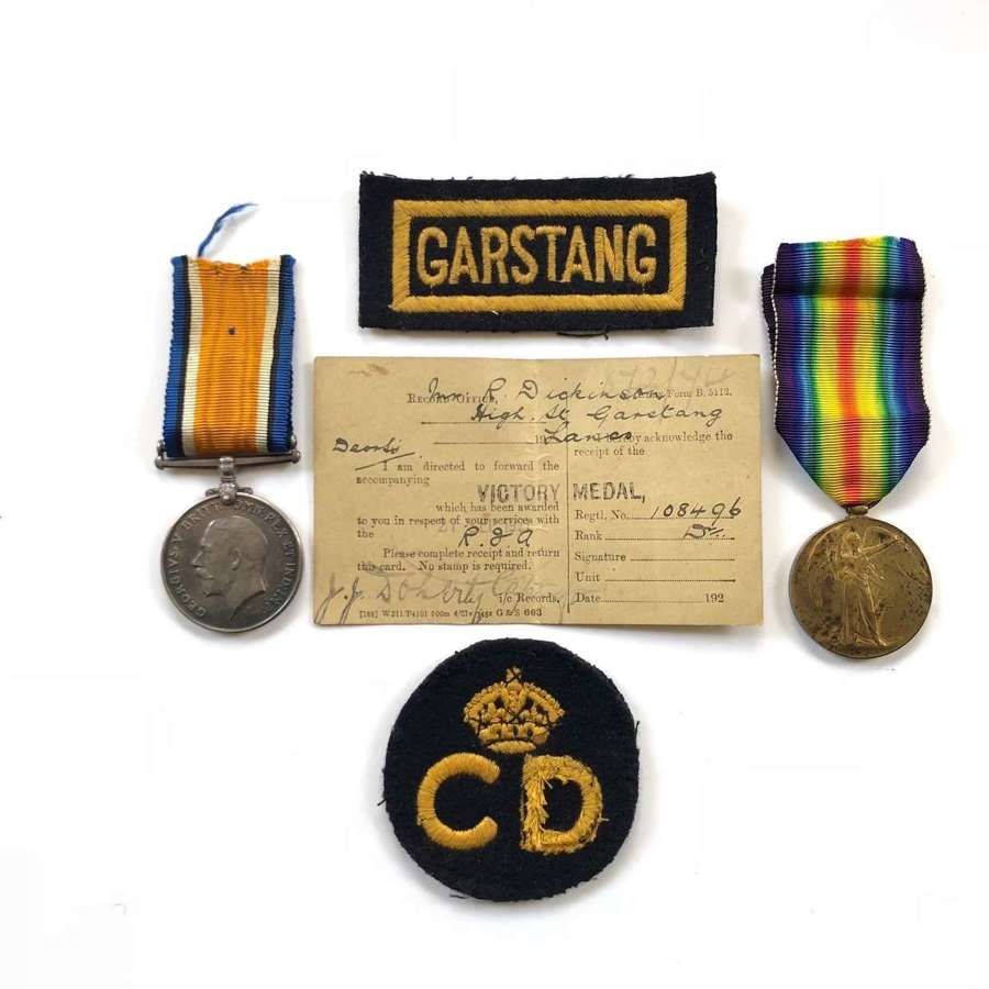 WW1 / WW2 Royal Artillery Garstang Civil Defence Medal and Badges.