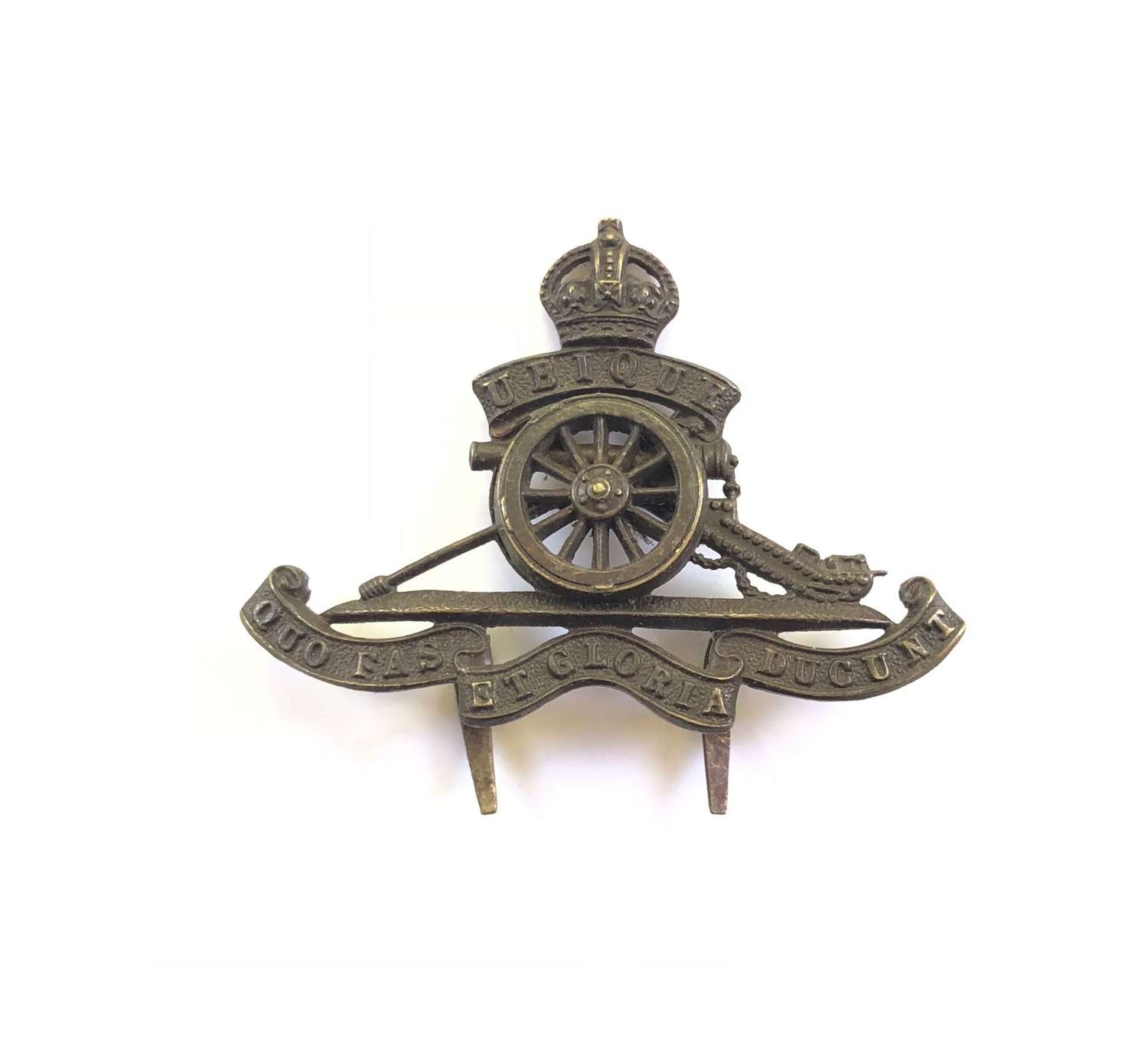 WW1 / WW2 Period Royal Artillery ODS Bronze Cap Badge.
