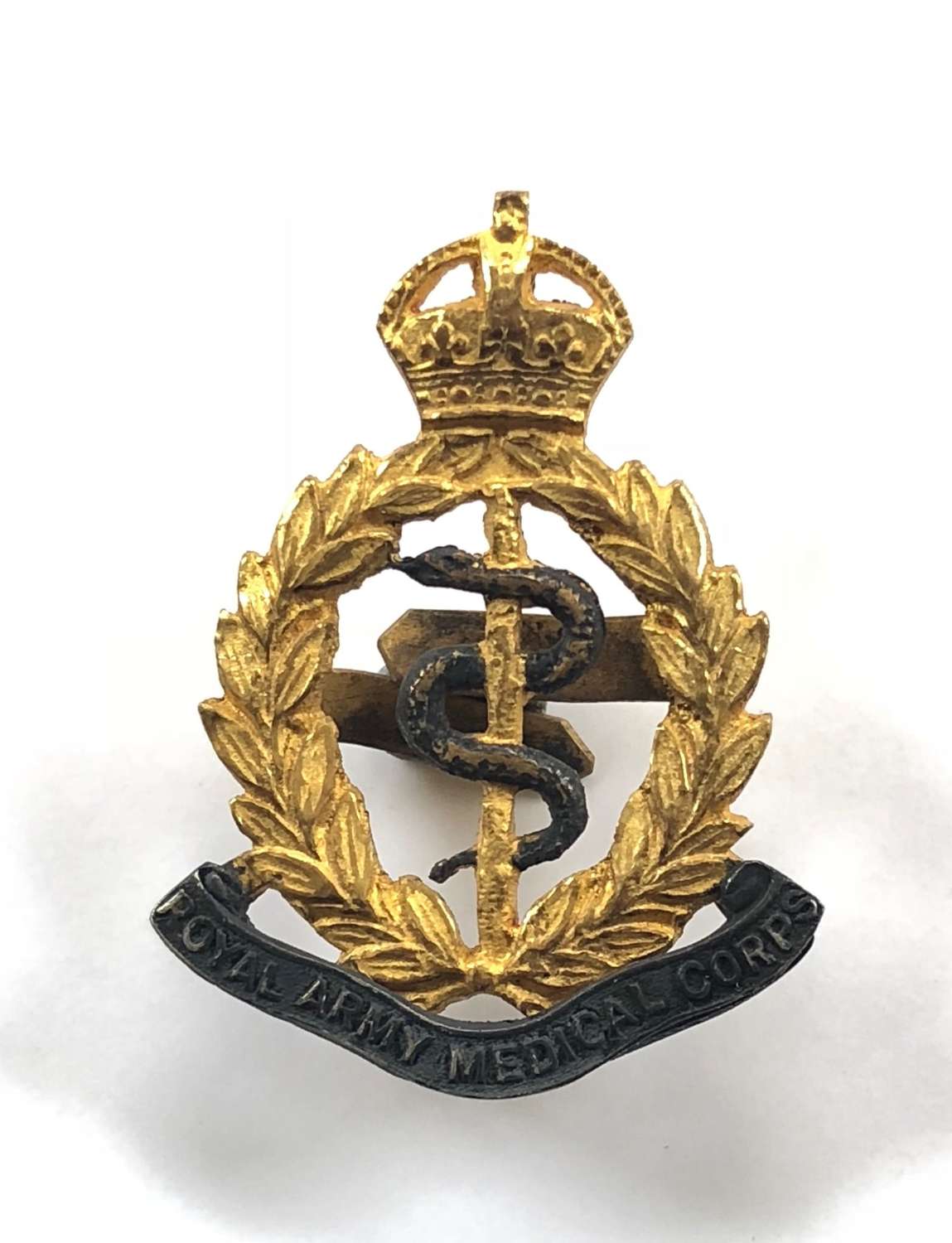 Royal Army Medical Corps Silvered & Gilt Cap Badge.