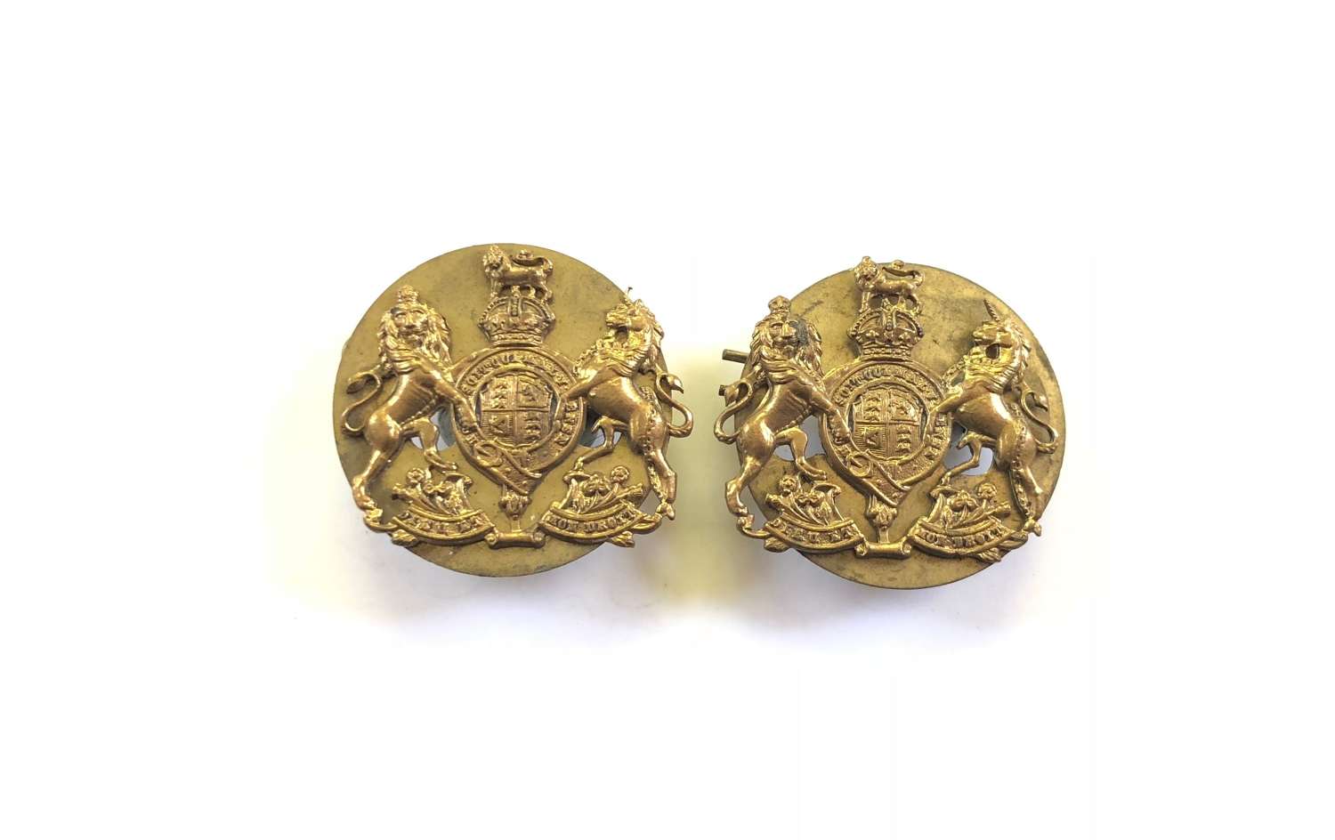 WW1 / WW2 British Army Warrant Officer 1 Brass Rank Badges.