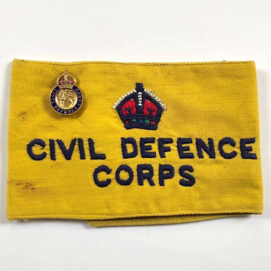 Civil Defence Corps Armband & Lapel Badge.