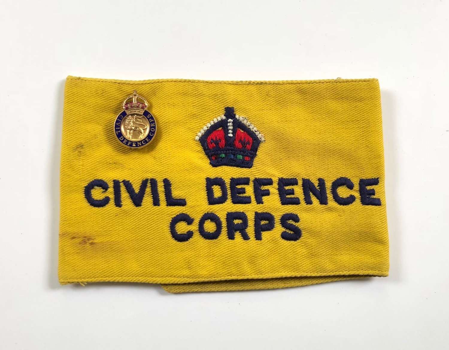 Civil Defence Corps Armband & Lapel Badge.