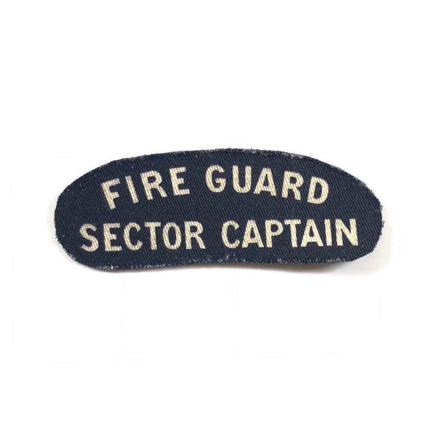 WW2 Fire Guard Sector Captain Printed Shoulder Title Badge.