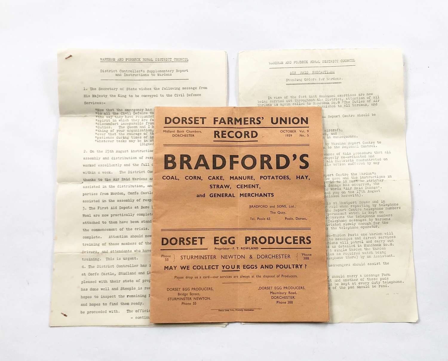 WW2 Home Front Dorset Paperwork.