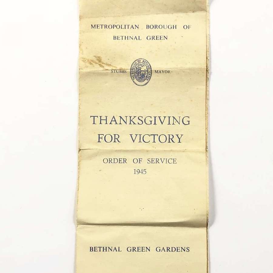WW2 1945 Bethnal Green Victory Order of Service.