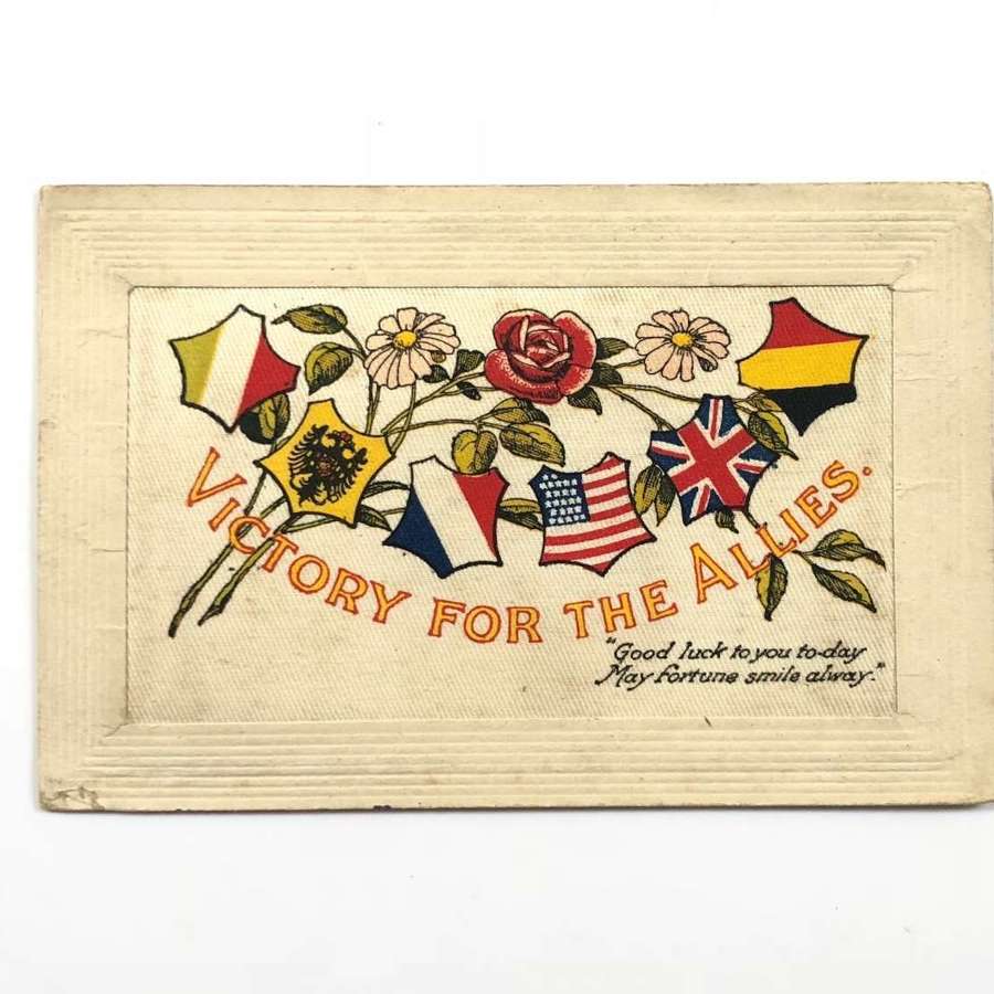 WW1 Victory For The Allies Patriotic Silk Postcard.